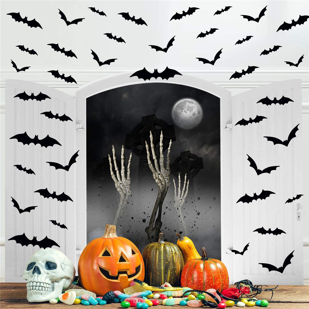 PVC Bat Sticker Halloween Bar KTV Haunted House Decoration Wall Sticker