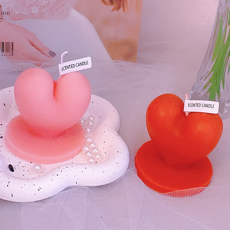 Chinese Valentine's Day Creative Standing Love Scented Candle Ornaments, Heart Shaped Candles, White Heart Candle, Red Heart Candle, Pink Heart Candle, Valentines Day Candles