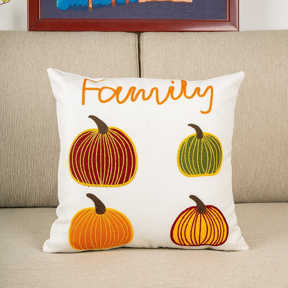 Pumpkin Embroidered Halloween Pillow Cover Lumbar Support