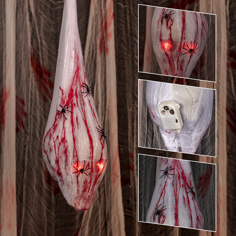 Halloween Ornaments Hanging End Horror Dyed Blood Spider Cotton Luminous Sound