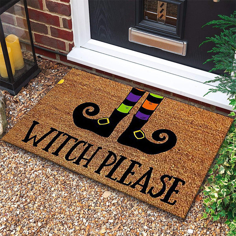 Door Mat Halloween Pumpkin Lamp Bat Funny Grimace Decorative Floor Mat