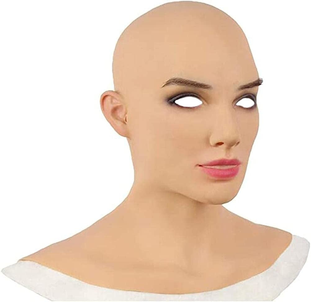 Halloween Cosplay Props Latex Bald Beauty Mask Headgear