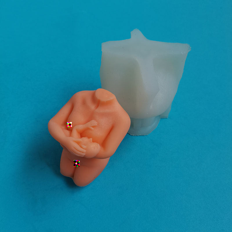 Baby Holding Female Body Silicone Mold, Silicone candle molds, Christmas tree candle molds, Halloween pumpkin candle molds, Easter egg candle molds, Animal candle molds, Sea creature candle molds, Fruit candle molds, Geometric candle molds, Abstract candle molds, DIY candle making molds, 