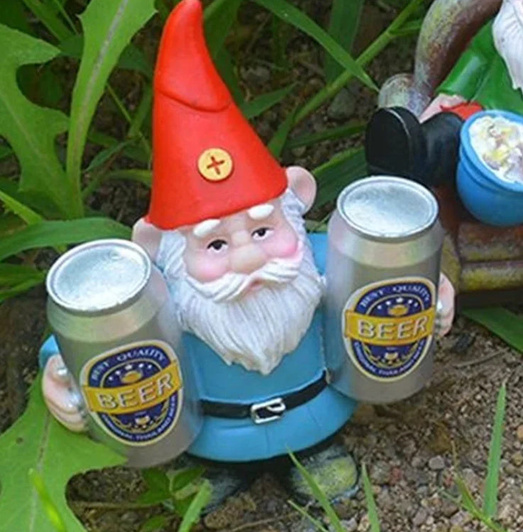 Drinking Beer Garden Gnomes Decoration Sofa Statue