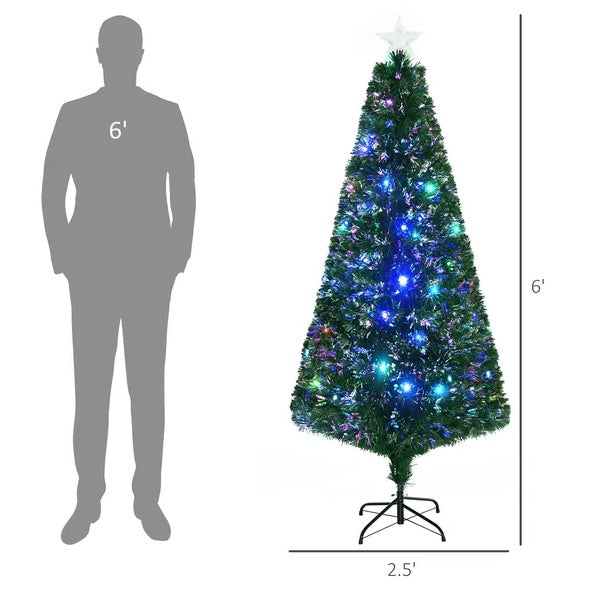 6' Tall Douglas Fir Pre-Lit Artificial Christmas Tree with Realistic Branches, 24 Multi-Color LED Lights, Fiber Optics and 230 Tips, Christmas tree, Artificial Christmas tree, Real Christmas tree, Miniature Christmas tree, Tabletop Christmas tree, Pre-lit Christmas tree, Flocked Christmas tree, White Christmas tree, Black Christmas tree, Ceramic Christmas tree, Christmas tree topper, Christmas tree skirt, Christmas tree stand, Christmas tree storage bag, Christmas ornaments, Glass Christmas ornaments,