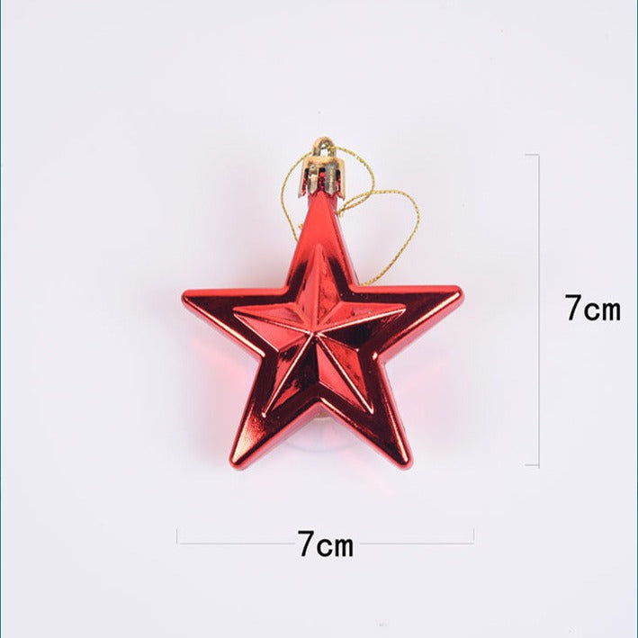 Patriotic Ball 7CM Three-dimensional Christmas Five-pointed Star Labor Day Party Christmas Tree Decorative Small Pendant