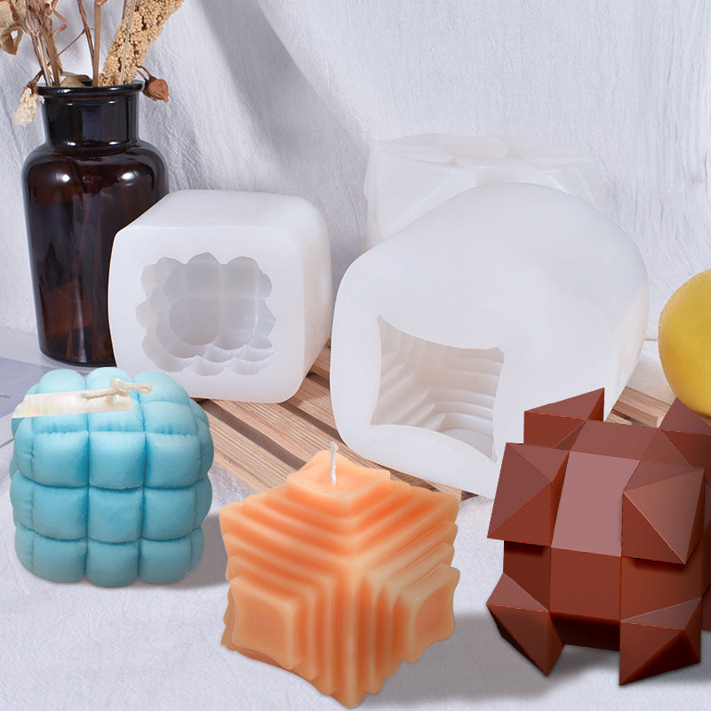 Geometric candle molds, Abstract candle molds, DIY candle making molds, Silicone candle molds, 3D Rubik's Cube Candle Silicone Mold For Handmade Products