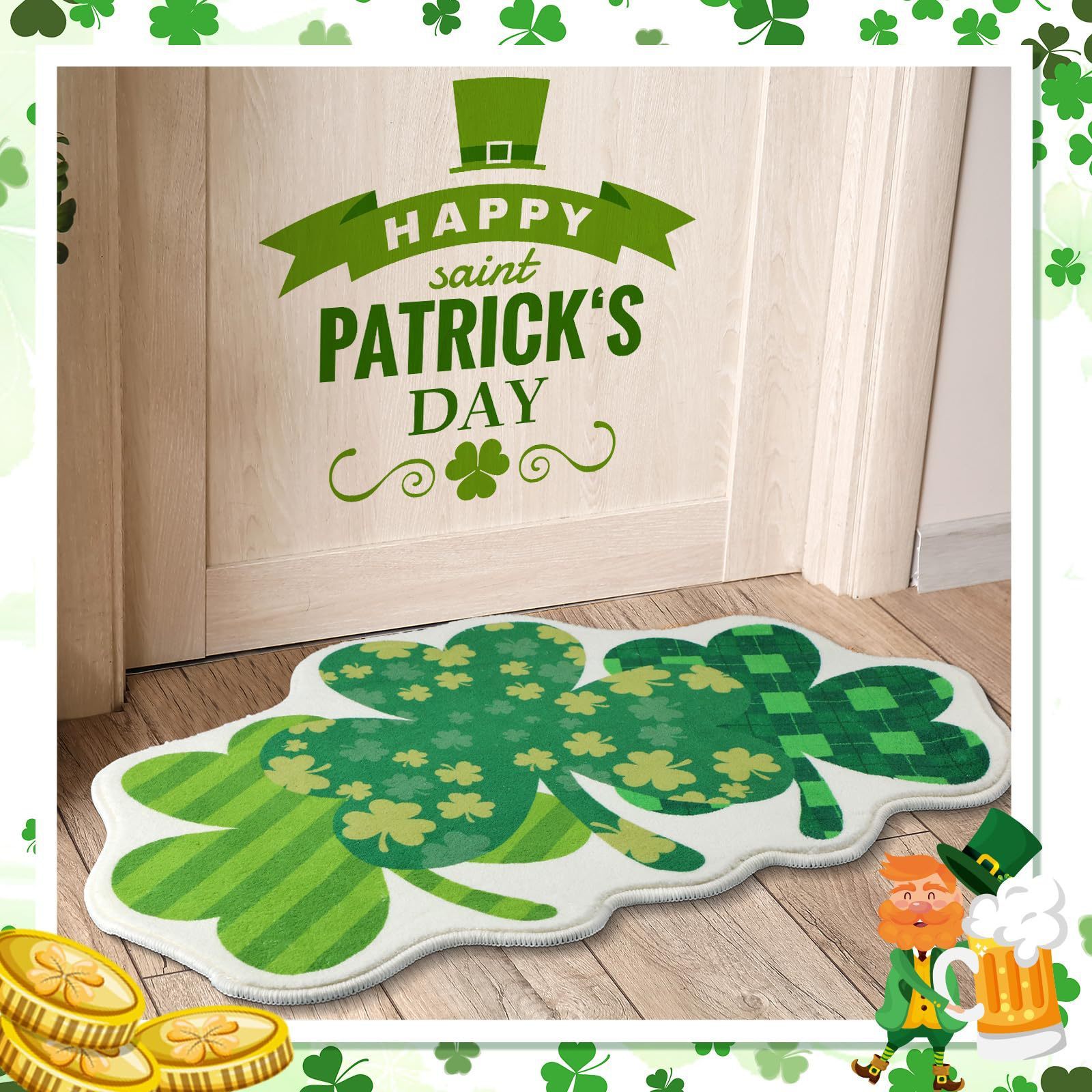 St Patrick's Day Series Non-slip Carpet,  st patricks day decorations, st patricks day decor, st patrick's day decorations, st patrick day decorations, Irish Décor, irish ornaments, Decognomes, St. Patrick's Day Party Supplies, St. Patrick's Day Decorations: Shamrock, Irish & Leprechaun