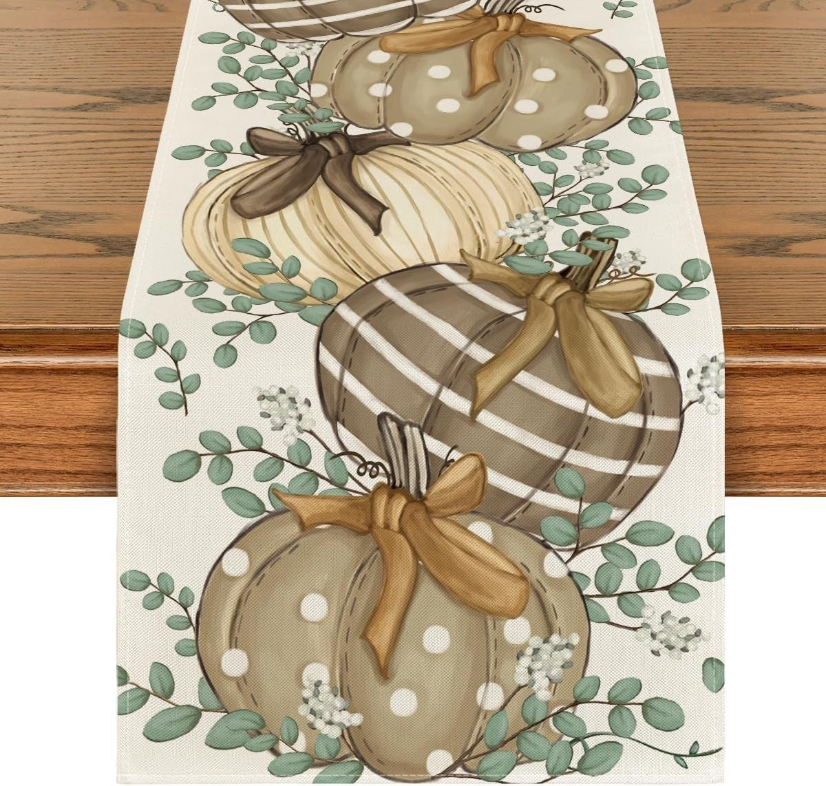 Pumpkin Eucalyptus Leaf Polyester Table Flag