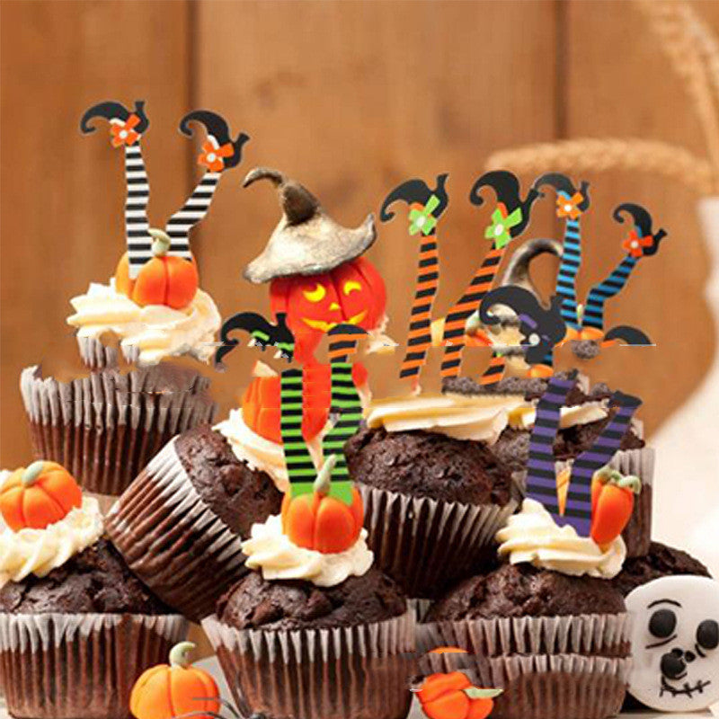 HALLOWEEN Party Decoration Cake Insertion Article Boot Foot Card