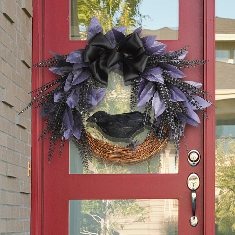 Halloween Bowknot Crow Garland Door Hanging