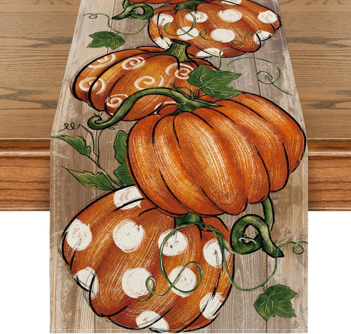 Pumpkin Eucalyptus Leaf Polyester Table Flag