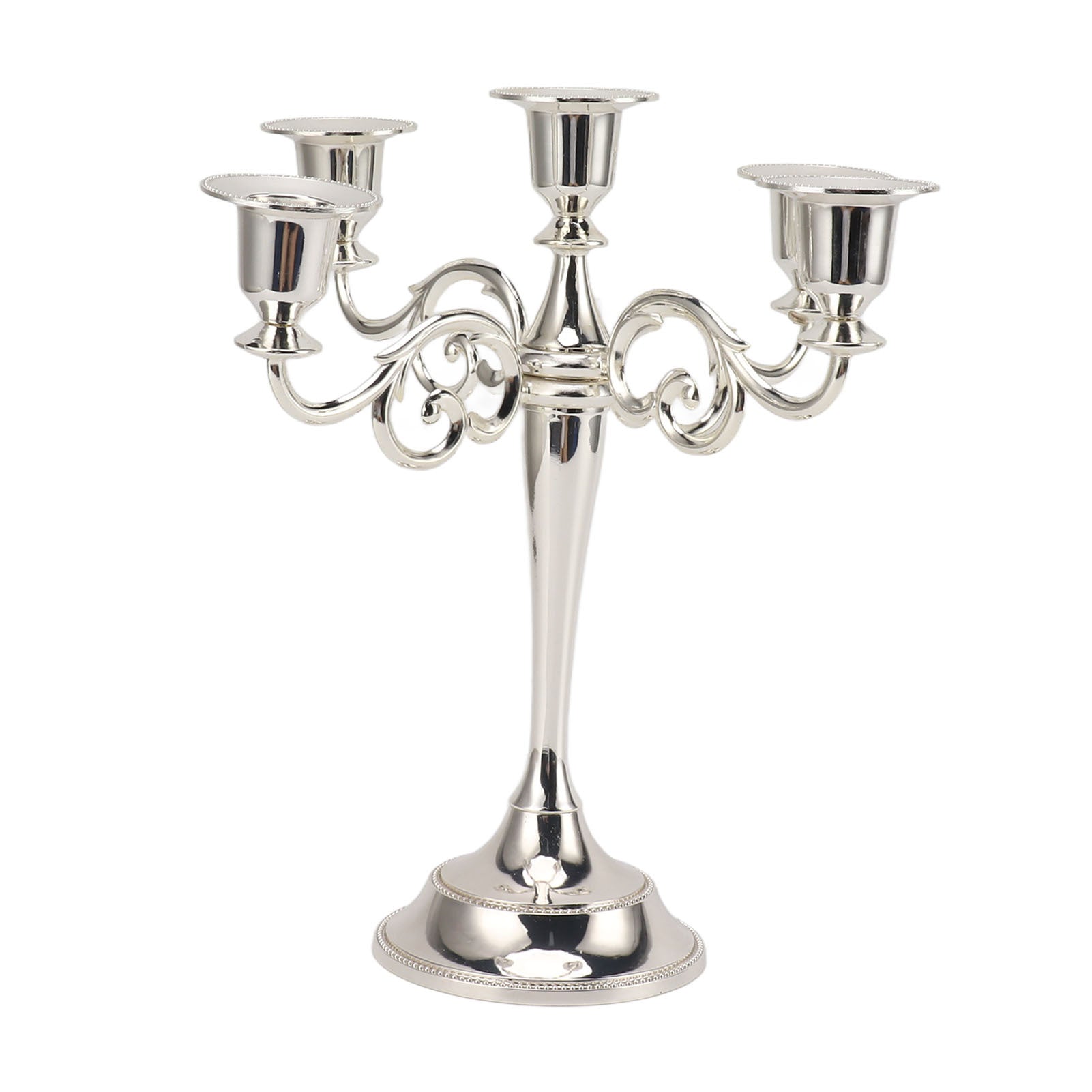 5 Arm Candlestick Holder Iron Retro Decorative Candle Holder Centerpiece for Home Church Silver,candle holder