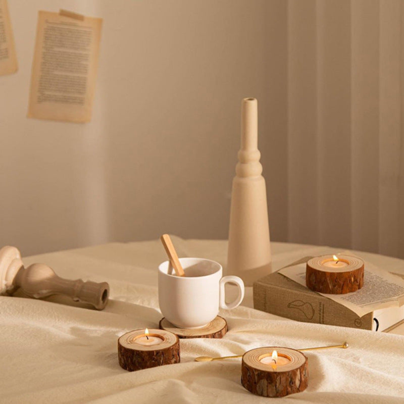 Simple Modern Pastoral Style Wooden Candle Holder