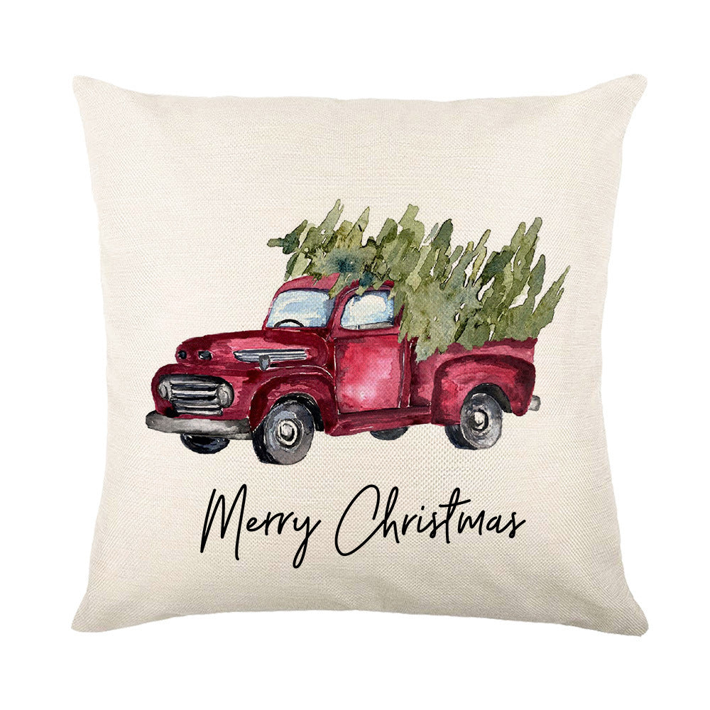 Christmas Pillow Polyester Pillowcase Linen Printing