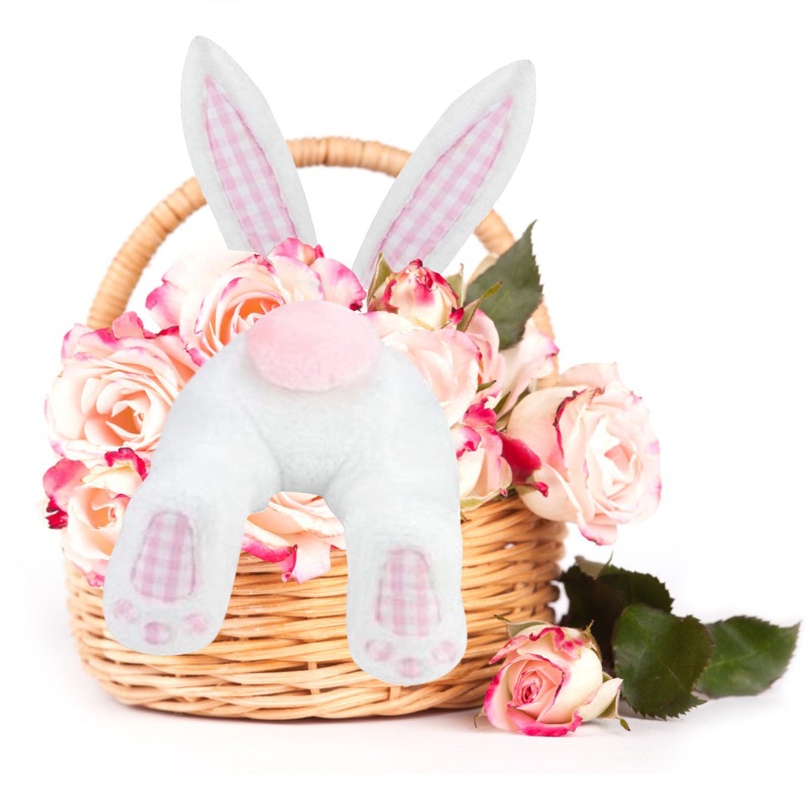 Home Christmas Bunny Wreath Easter Decoration, pink rabbit ears, pink rabbit ears + rabbit body, blue rabbit, pink plaid rabbit, black and white plaid rabbit, easter decorations, Easter Decor, easter table decor, outdoor easter decorations, shop easter, Decognomes, Spring Decorations