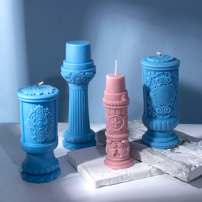 Roman Column Aromatherapy Candle Silicone Mold Retro Fragrant Stone Decoration, Silicone candle molds, Geometric candle molds, DIY candle making molds, Aromatherapy Candle, Sented candle, candles, 