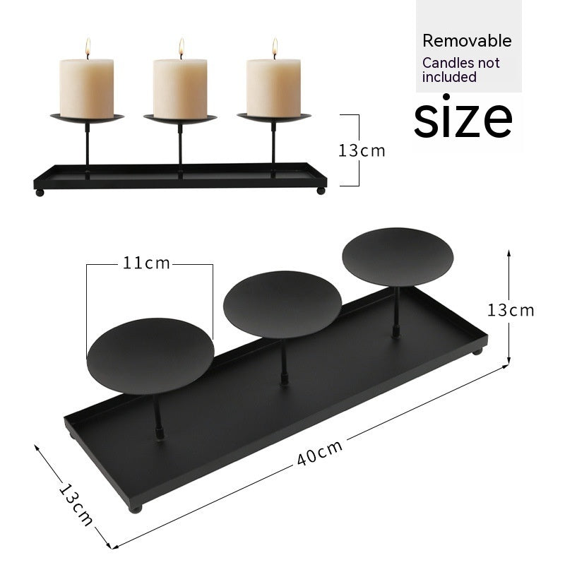 Three-head Candlestick Can Be Combined With Two Style 4-inch Pillar Candle Large Plate Candle Holder