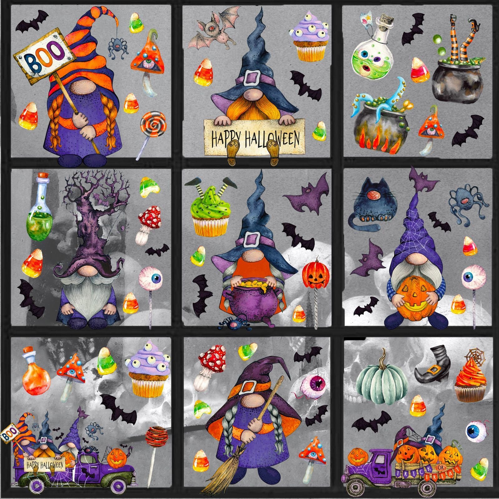 Halloween Static Cartoon Horror Decorative Stickers