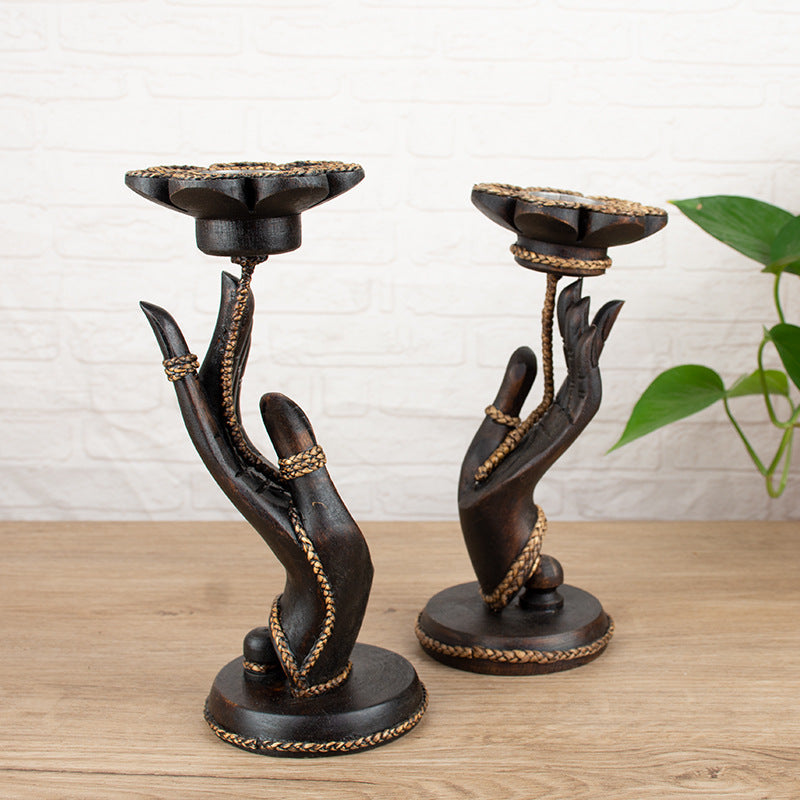 Solid Wood Creative Living Room Restaurant Hotel Bergamot Candle Holder, candle holder, candle stick holder, glass candle holder, iron candle holder, wicker candle holder 2 piece set, candle holders, candlesticks, candle sticks, Luxury candles holders, taper candle holders, candlestick holder, Wooden Candlestick Candle Holder, Metal Candle Holders