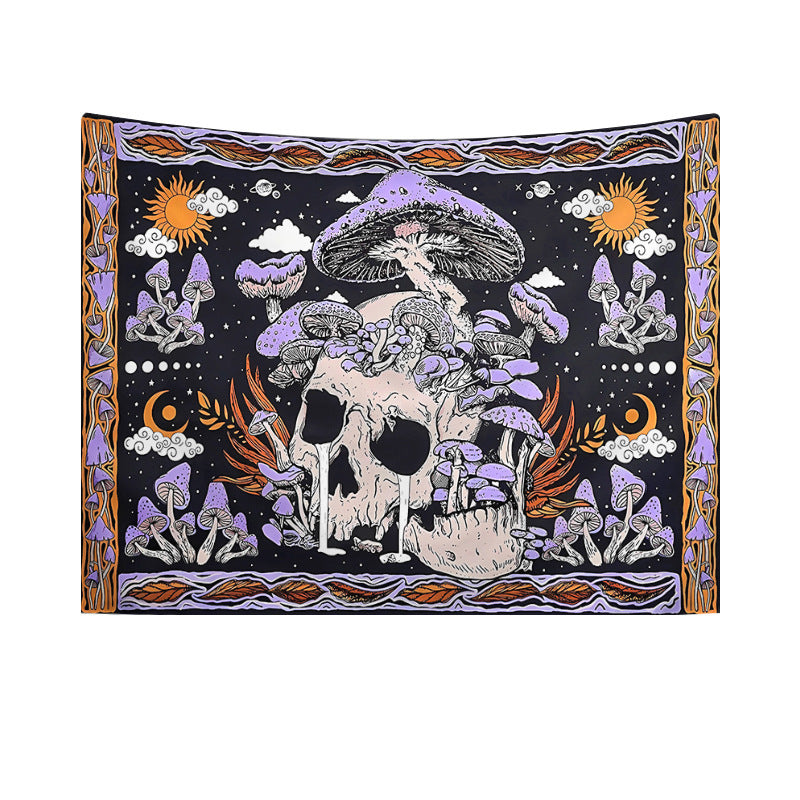 Purple Skull Mushroom Tapestry Bohemian Hippie Style