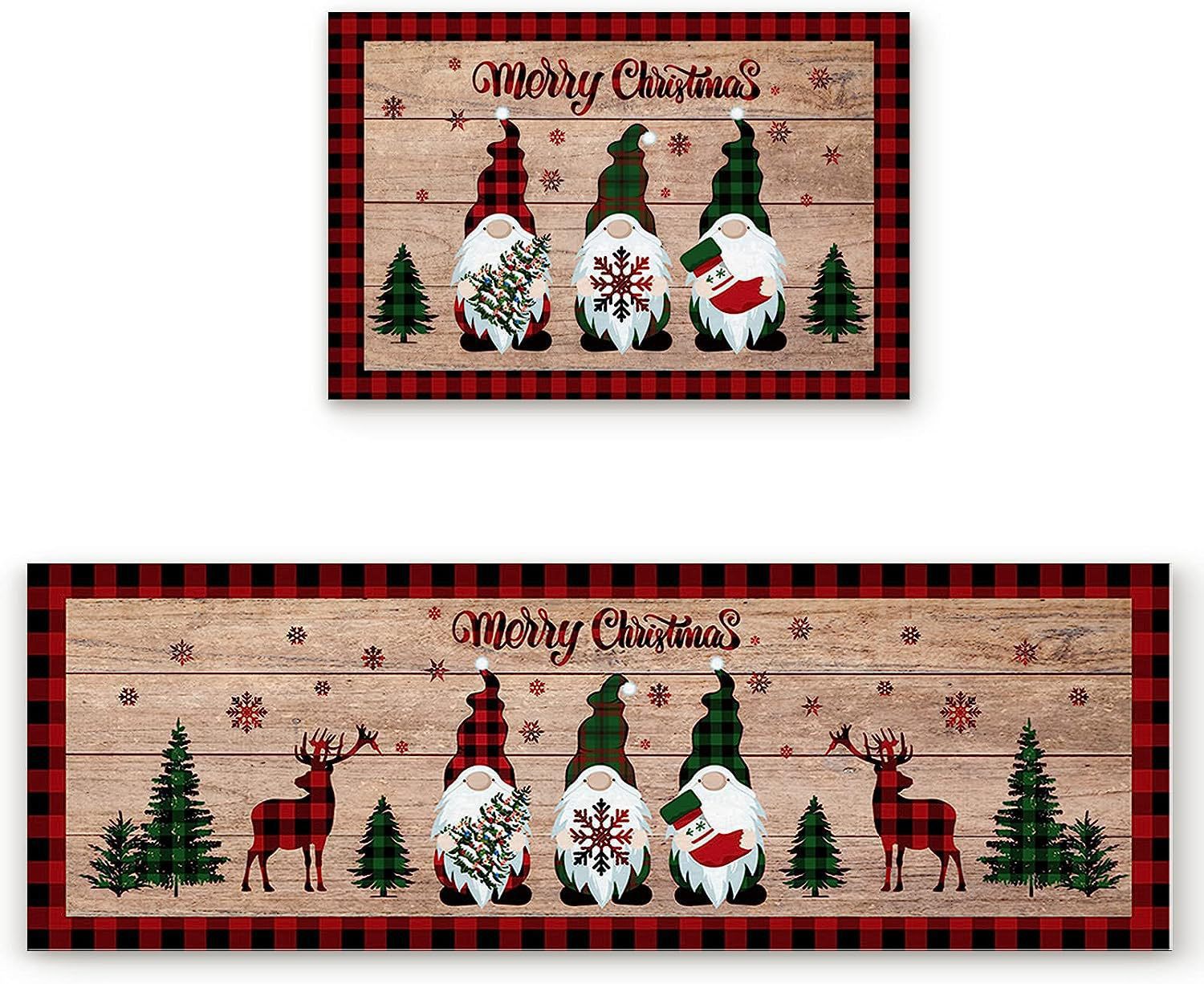 Red Snowman Christmas Kitchen Pad, Christmas Floor mat, christmas rug, christmas carpet,, christmas door mat