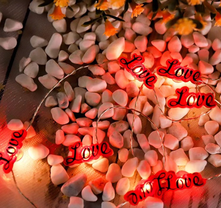 Valentine's Day decor, Romantic home accents, Heart-themed decorations, Cupid-inspired ornaments, Love-themed party supplies, Led Copper Wire Light Love Red Lips Small Colored Lights Flashing Light Decoration Christmas Valentine's Day