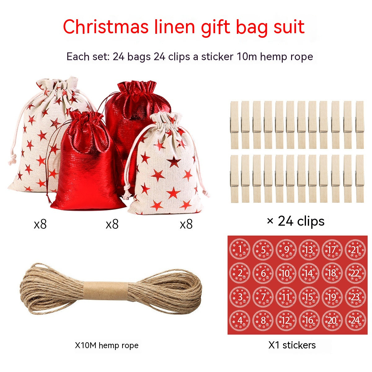 Gilding Linen Christmas Cloth Bag Kit
