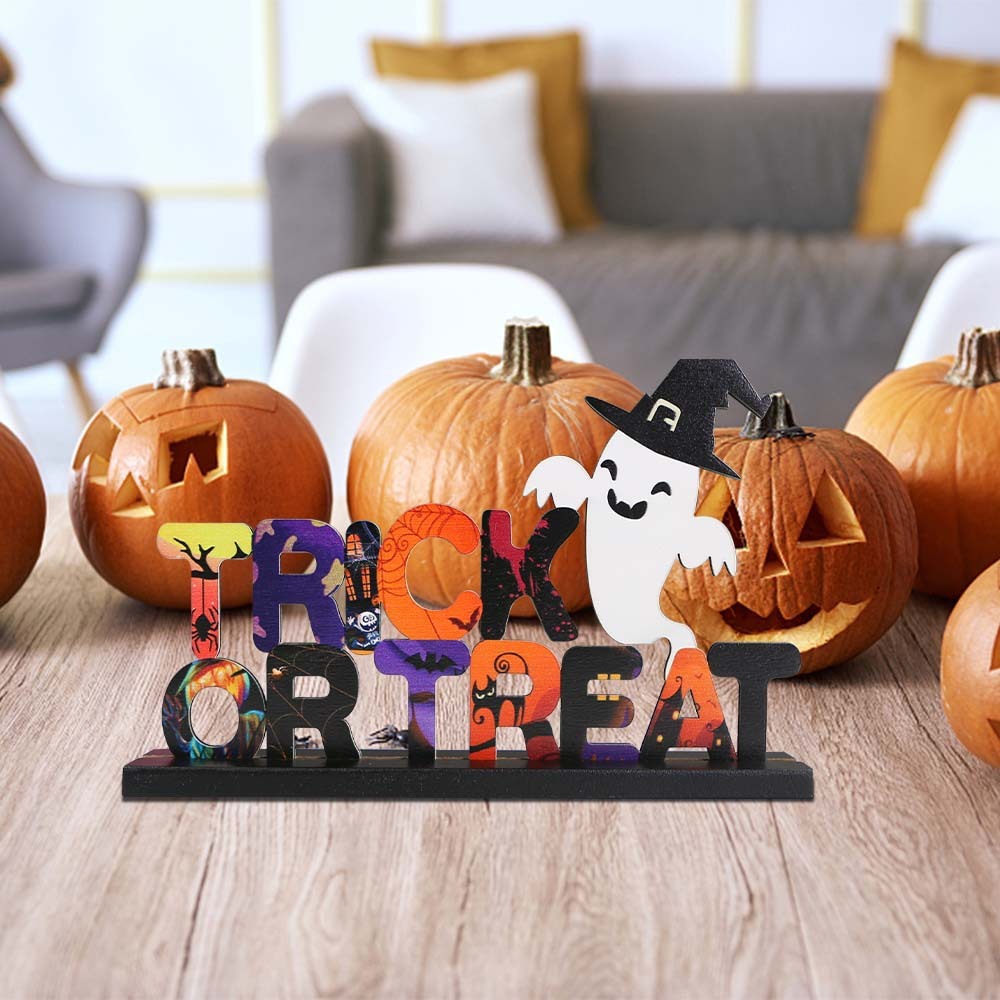 Amazon Halloween MDF House Shape Decoration Holiday Party Atmosphere Layout Wooden Decorative Crafts