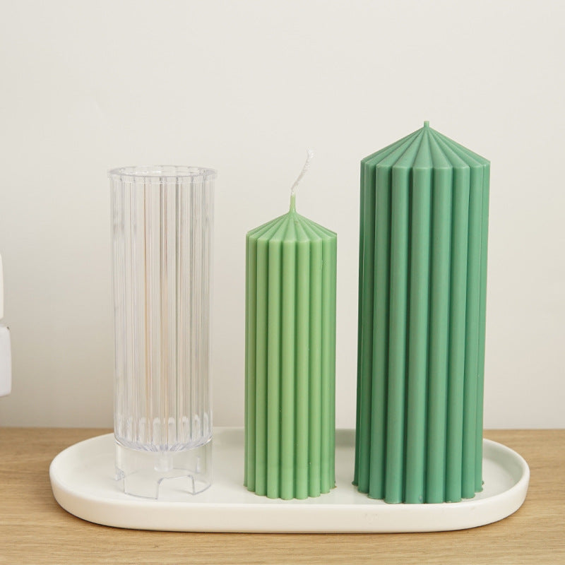 Vertical Striped Cylindrical Acrylic Computer Plastic Candle Mold, Silicone candle molds, Geometric candle molds, DIY candle making molds, Aromatherapy Candle, Sented candle, candles, 