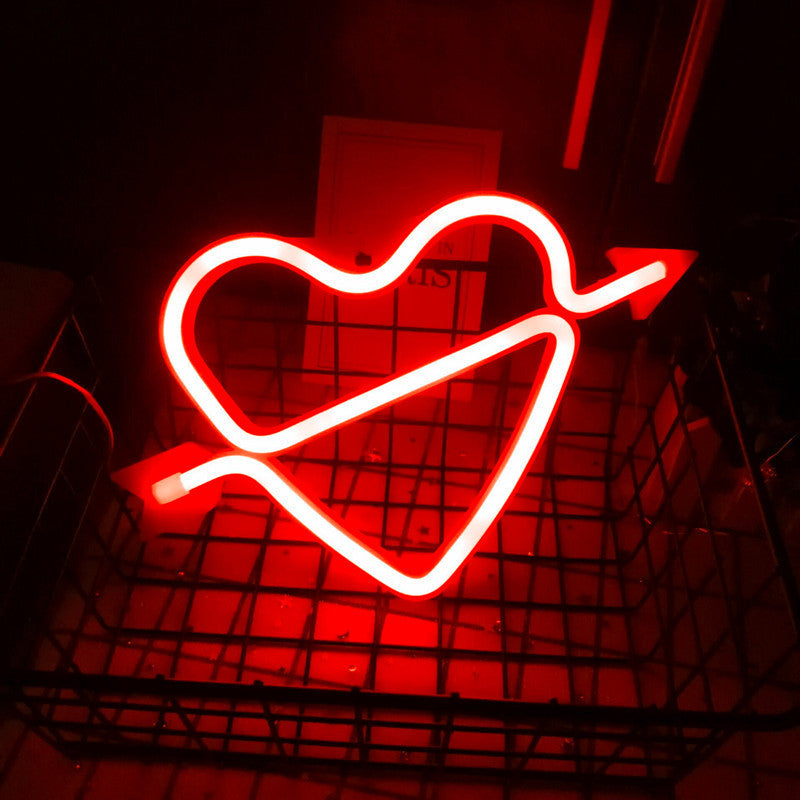 One Arrow Through The Heart Shape Latex Neon Lights Valentine Decoration, valentines day, shop valentine's day deals, valentines, valentine's day gifts, valentine day, valentines day gifts, valentines day decor, Decognomes,  valentine decoration, valentines day decoratio, valentine decor, valentines decor, valentines decorations