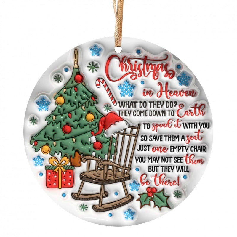 Wooden Hanging Creative Round Christmas Tree Pendant