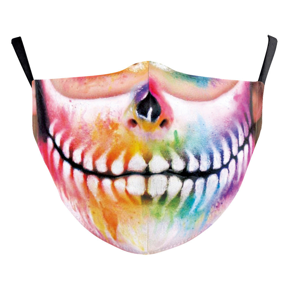 Halloween Digital Printing Funny Horror Face Double Layer Dust Mask