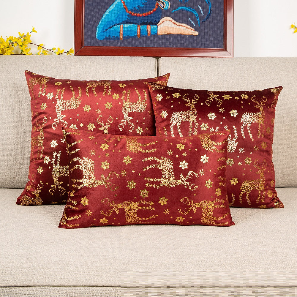 Netherlands Velvet Bronzing Christmas Style Pillow Cover