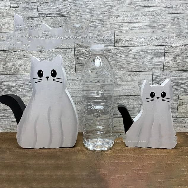 Halloween Ghost Cat Statue