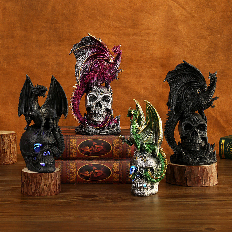 Halloween Skull Dragon-shaped Desk Bookcase Decoration