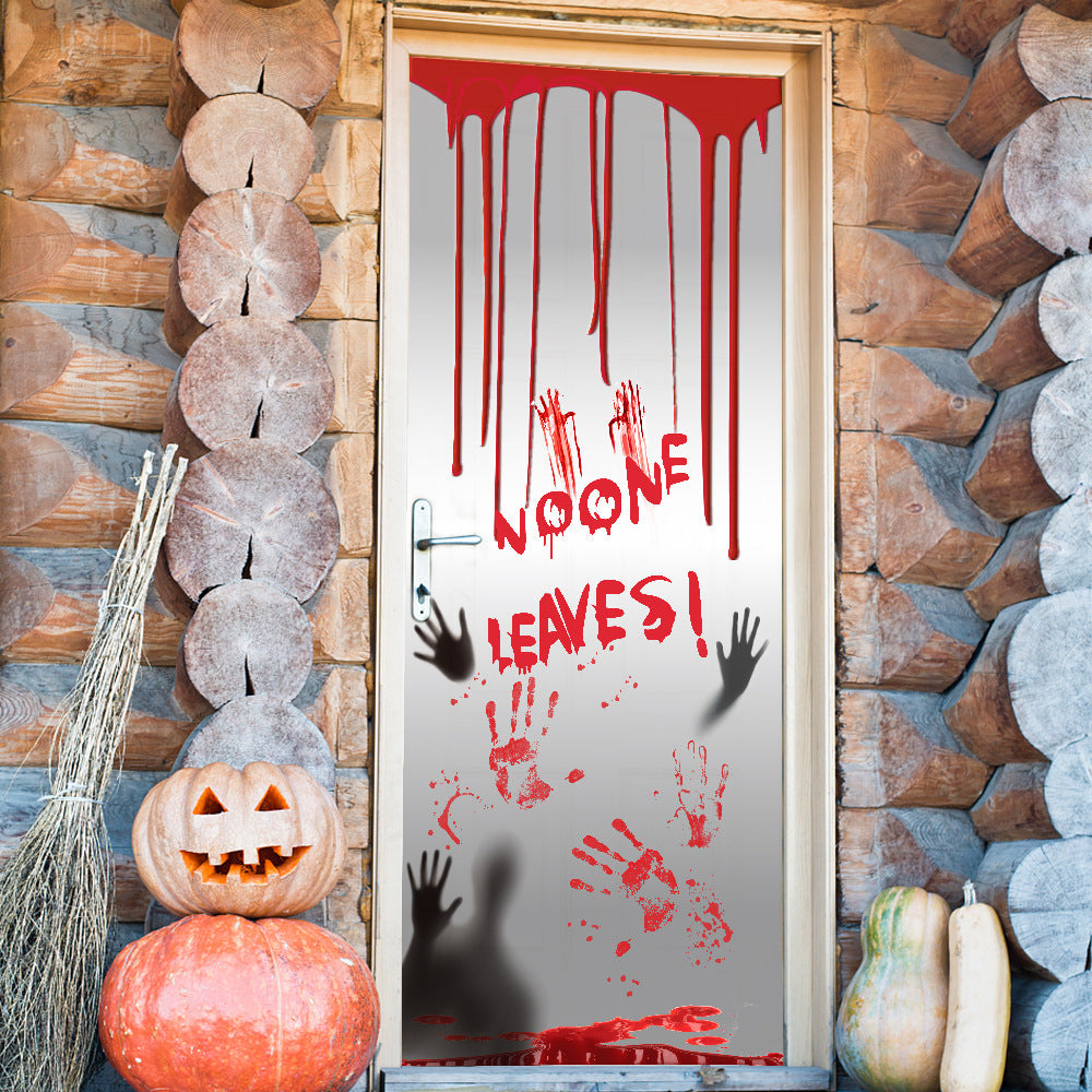 New Halloween Blood Handprint Door Sticker Ghost Festival Decoration