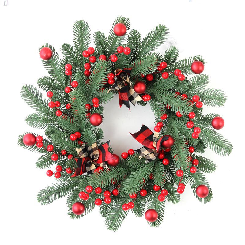 Christmas PE Pine Needle Vine Ring Garland Decorations