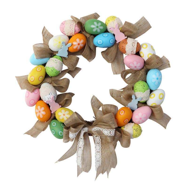 Easter Decorations Wreath Egg Rabbit Festival Door Ornament 40cm