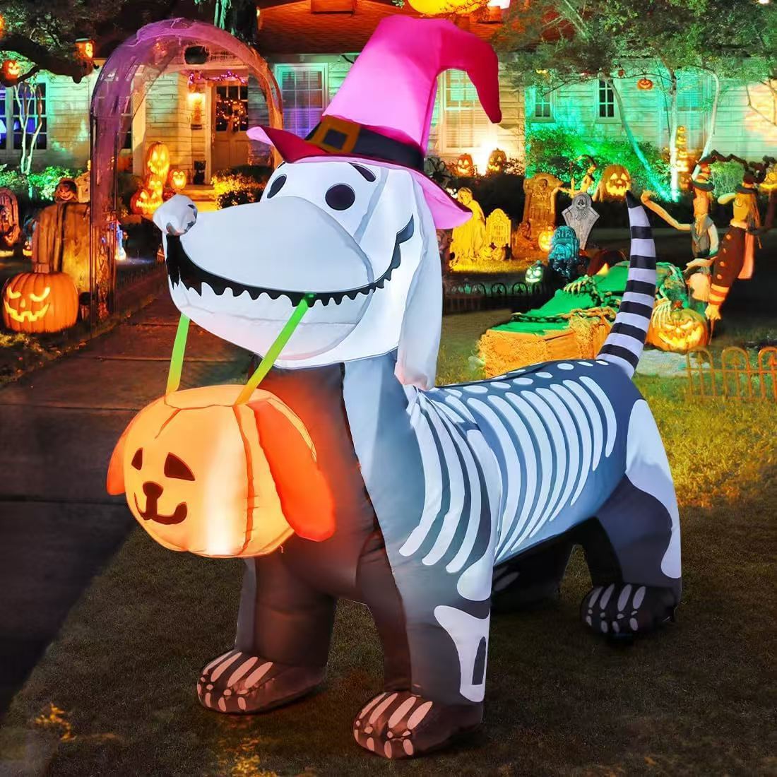 5FT Halloween Skull Puppy Inflatable Outdoor Decorations