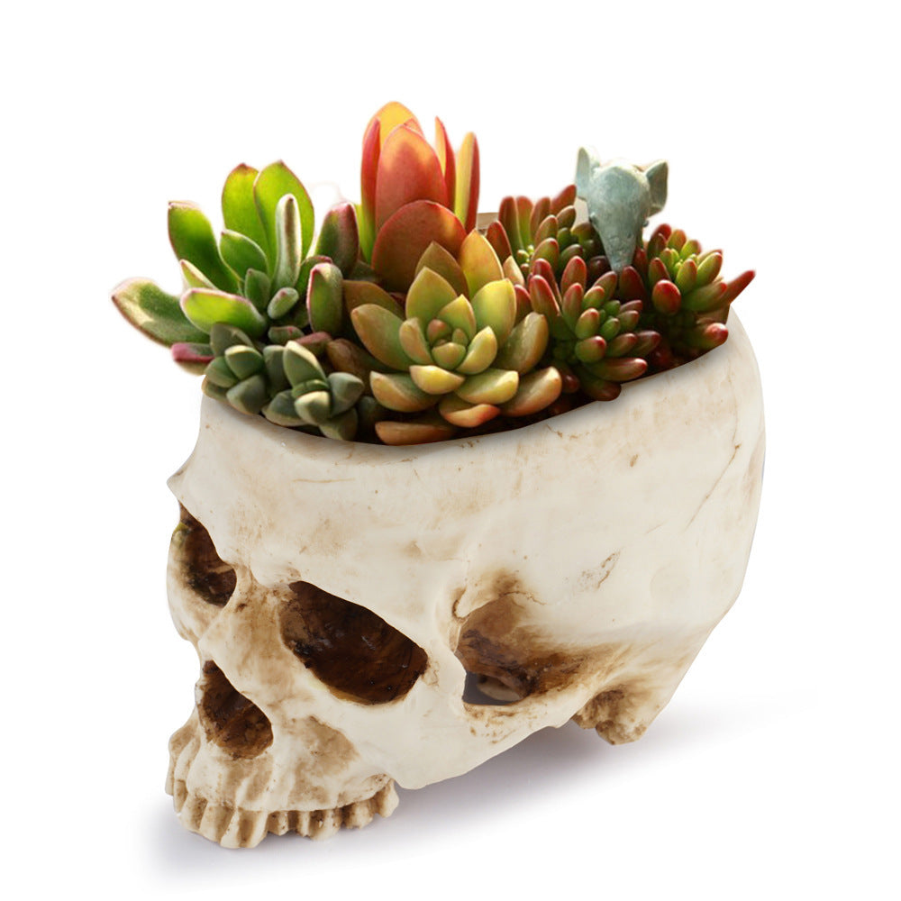 Resin Skull Flower Pot Halloween Props