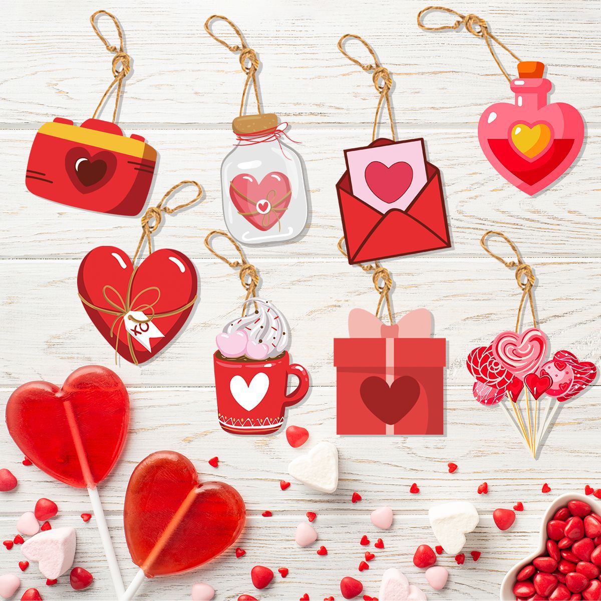 Valentine's Day decor, Romantic home accents, Heart-themed decorations, Cupid-inspired ornaments, Love-themed party supplies, Red and pink decor, Valentine's Day table settings, Romantic ambiance accessories, Heart-shaped embellishments, Valentine's Day home embellishments