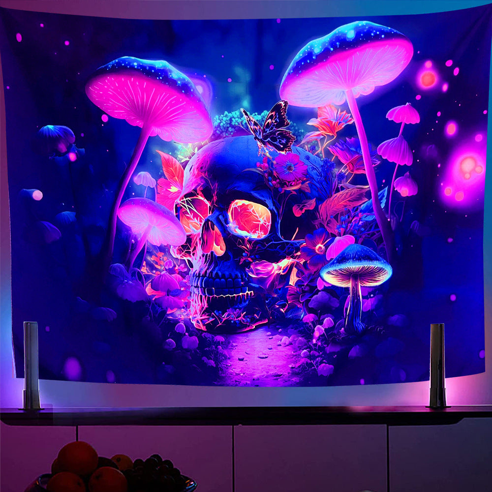 Skull Hanging Cloth UV Lamp Halloween Fluorescent Tapestry