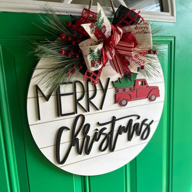 Christmas Front Door Decoration Garland Wooden Board