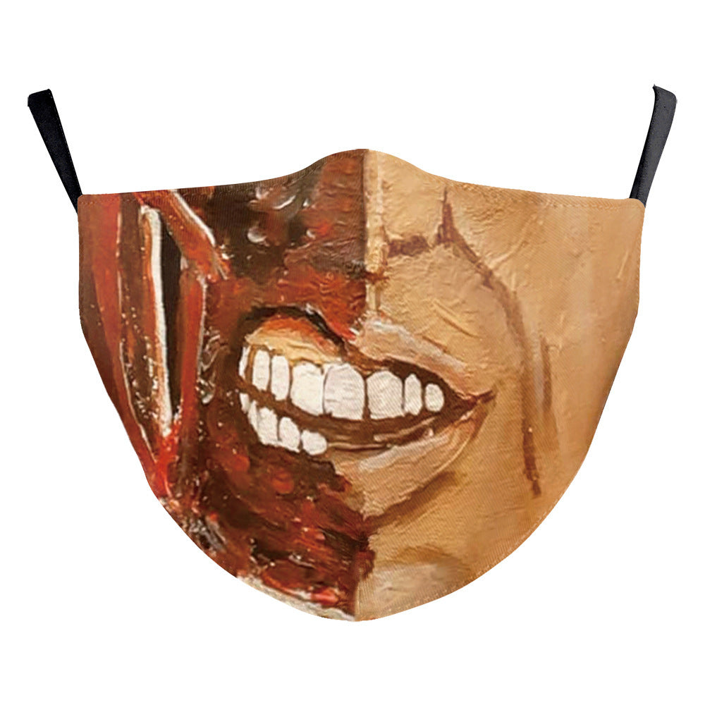 Halloween Digital Printing Funny Face Double-layer Dust Mask