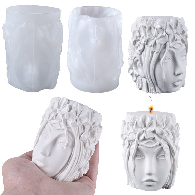 Three-dimensional Beauty Head Candle Mold DIY Handmade Silicone Mold, Geometric candle molds, Abstract candle molds, DIY candle making molds, Aromatherapy candle decoration, Scented Candle, Silicone candle molds, 