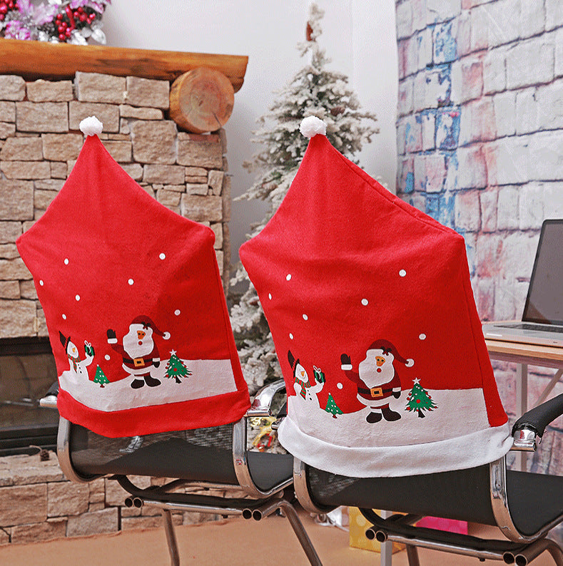 Christmas Decoration Red Non-woven Christmas Chair Cover