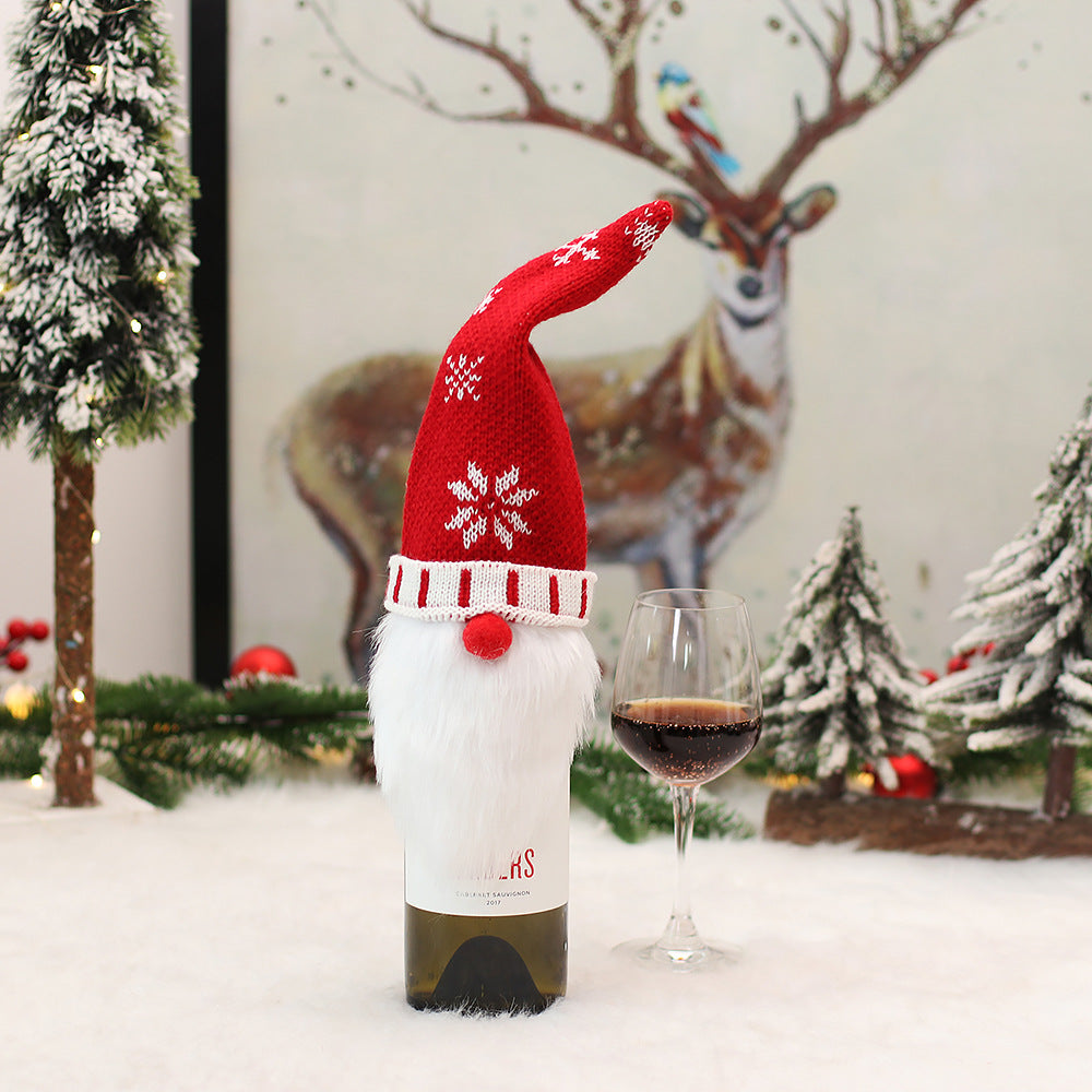 Christmas Knitted Fabric Faceless Doll Wine Bottle Cover