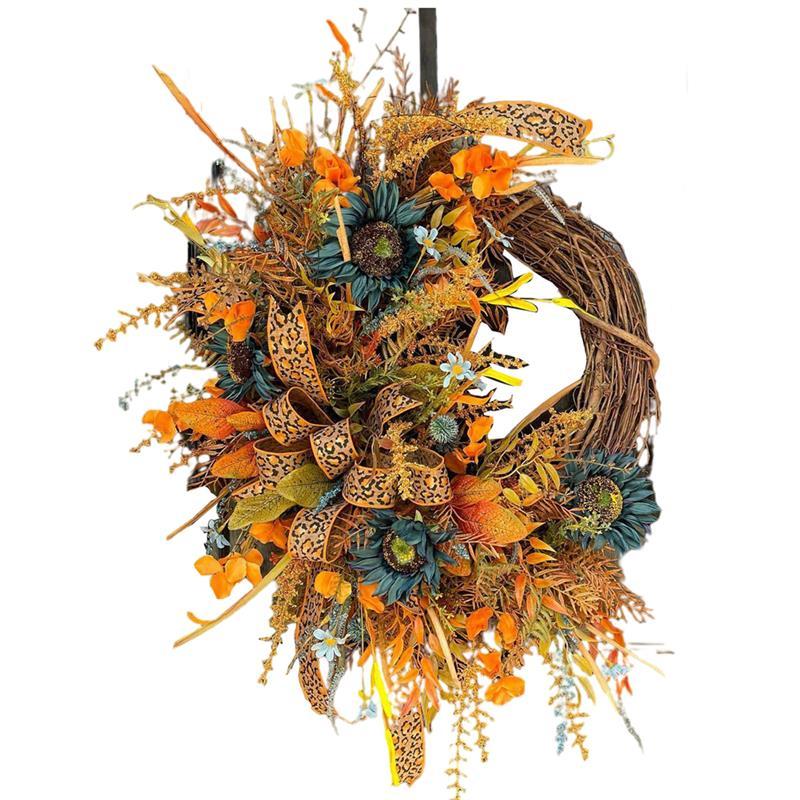 Autumn Sunflower Vine Wreath Front Door