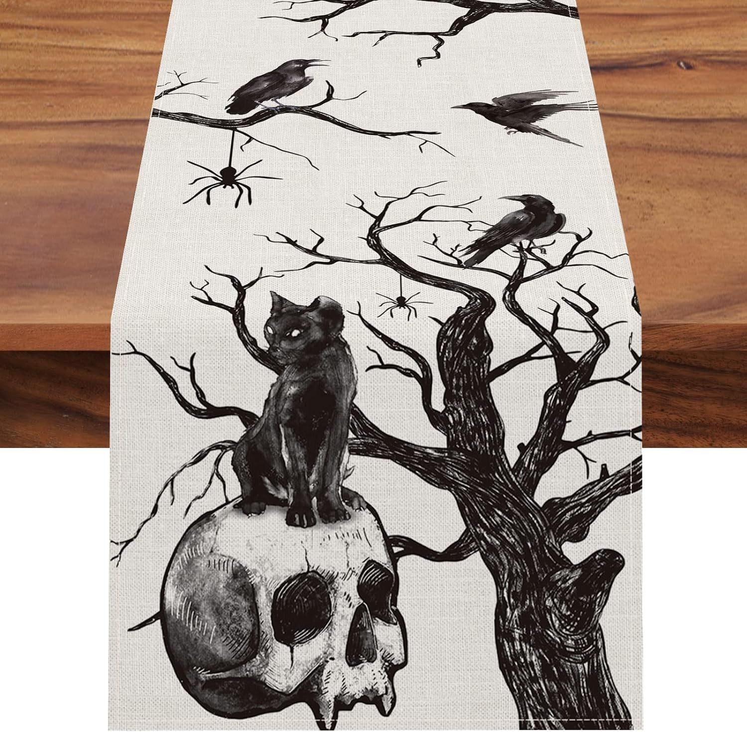 Halloween Skull Pumpkin Ghost Spider Kitchen Table Runner Indoor Outdoor Family Party